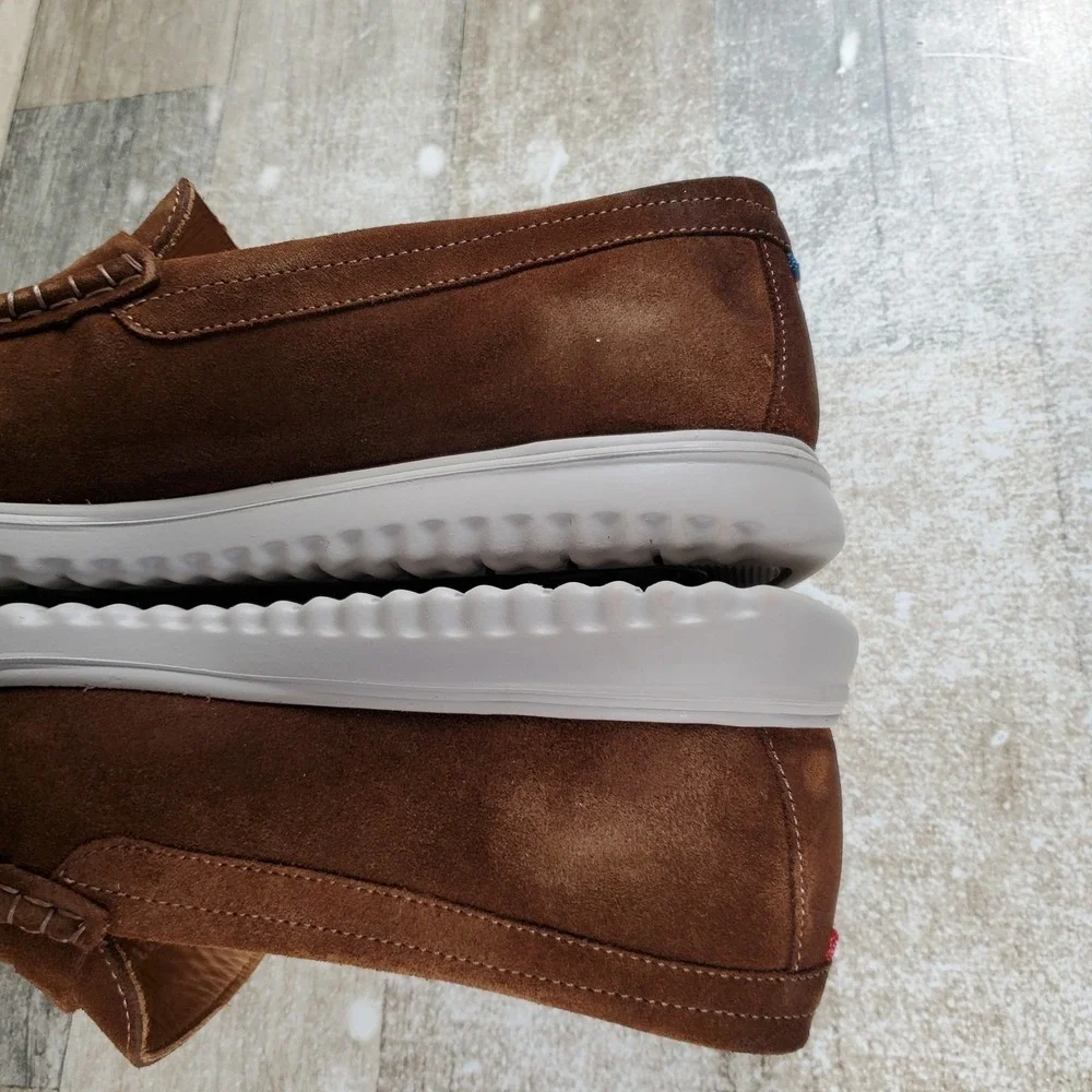 Mephisto Titouan Mens Penny Loafer Shoes Sz 10 Brown White Suede Leather Slip On